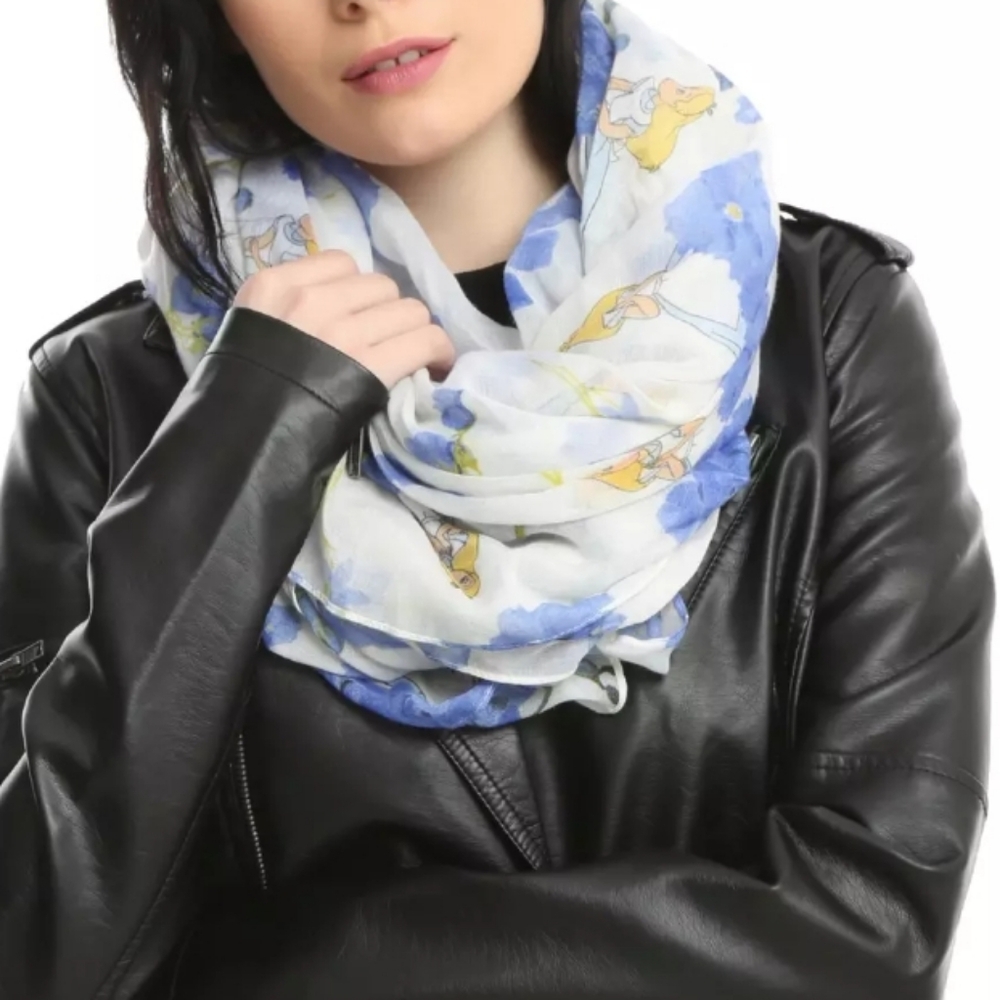 Disney Loungefly~ Alice in Wonderland white, blue, and yellow scarf.